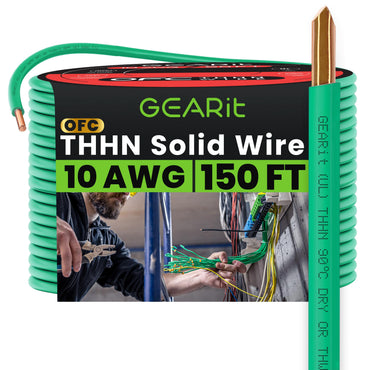 Color_Green | GEARit 10 AWG solid THHN wire, green, 150 ft spool