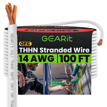 Color_White | GEARit 14 AWG stranded THHN wire, white, 100 ft spool