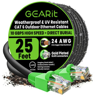 Cat6 CCA Outdoor Ethernet Cable for Direct Burial, Black