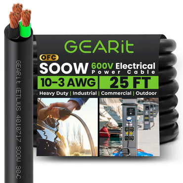 Conductors_3-Conductor | GEARit 10/3 AWG SOOW portable power cable 25 ft, 600V
