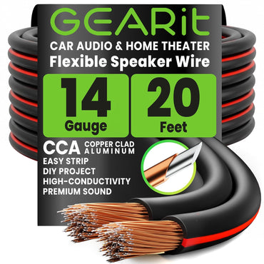 GEARit 14 gauge speaker wire 20 ft black CCA spool