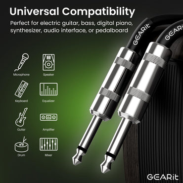 12AWG Professional Instrument Cable 1/4 inch to 1/4 inch TS Straight Male to Male