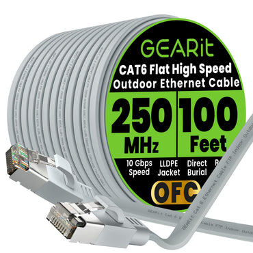 Gray Cat6 Flat Outdoor Ethernet Cable