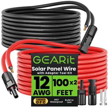 12AWG Solar Panel Extension Cable - Solar Panel Wire with Adapter Tool Kit