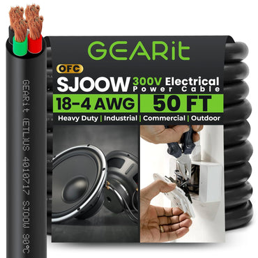 Conductors_4-Conductor | GEARit 18/4 AWG SJOOW portable power cord 50 ft, 300V