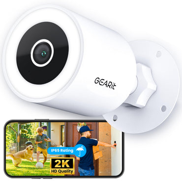 GEARit Wifi Outdoor Security Camera - 2K Video, IP65 Weatherproof, Motion Detection, Night Vision