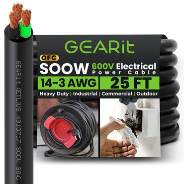 Conductors_3-Conductor | GEARit 14/3 AWG SOOW portable power cable 25 ft, 600V
