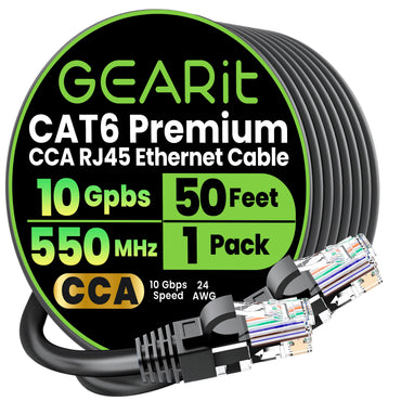 GEARit Ethernet Cable Cat 6 Internet Cable Cat6 Patch Cord Black Blue
