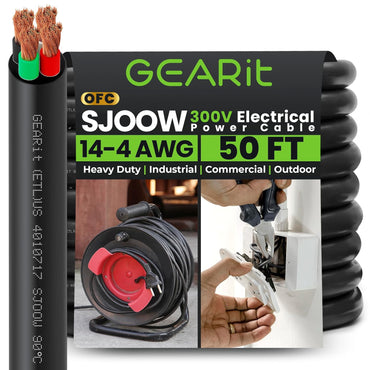 Conductors_4-Conductor | GEARit 14/4 AWG SJOOW portable power cord 50 ft, 300V
