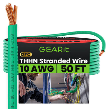 Color_Green | GEARit 10 AWG stranded THHN wire, green, 50 ft spool