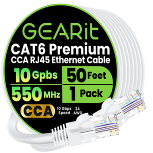 Cat6 Ethernet Patch Cable - CCA Network Cord - UTP, White