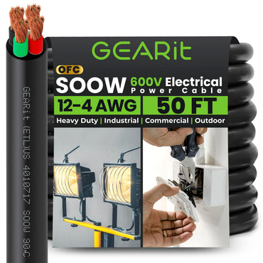 Conductors_4-Conductor | GEARit 12/4 AWG SOOW portable power cable 50 ft, 600V