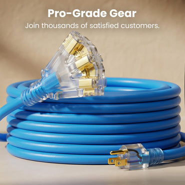 12/3 SJEOW Heavy Duty Outdoor Extension Cord 3 Outlet, 100 Feet