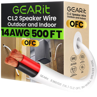 14 AWG In Wall Speaker Wire - CL2 Rated - Oxygen Free Copper (OFC), White