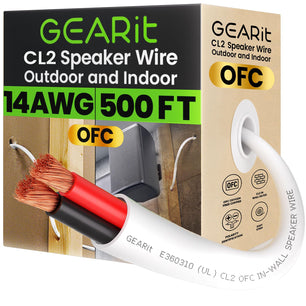 14 AWG In Wall Speaker Wire - CL2 Rated - Oxygen Free Copper (OFC), White
