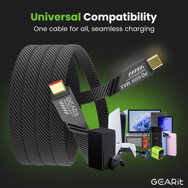 GEARit Lifestyle Series - 65W USB-C to USB-C Cable Fast Charging, 4 Feet