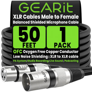 XLR Male to Female Microphone Extension Cable, Single Pack