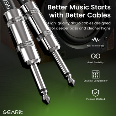 Straight 1/4 Inch Male to Male Guitar Instrument Cable, Yellow