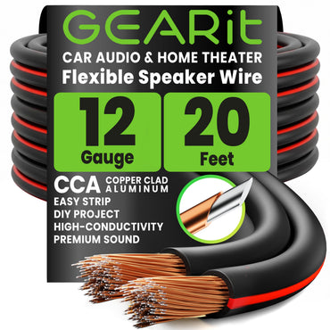 GEARit 12 gauge speaker wire 20 ft black spool