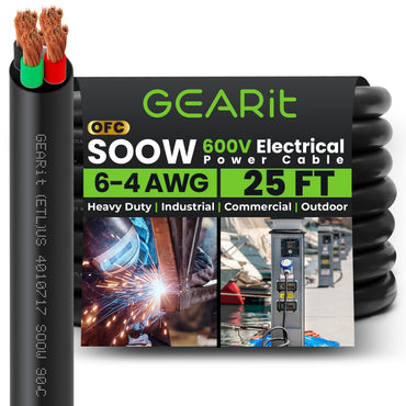 Conductors_4-Conductor | GEARit 6/4 AWG SOOW portable power cable 25 ft, 600V