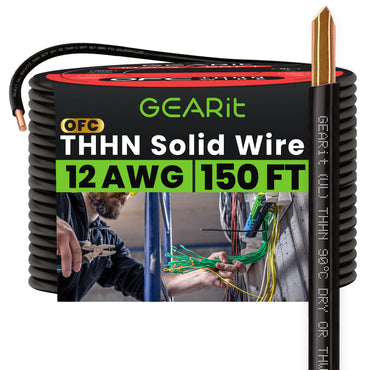 Color_Black | GEARit 12 AWG solid THHN wire, black, 150 ft spool