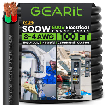 Conductors_4-Conductor | GEARit 8/4 AWG SOOW portable power cable 100 ft, 600V