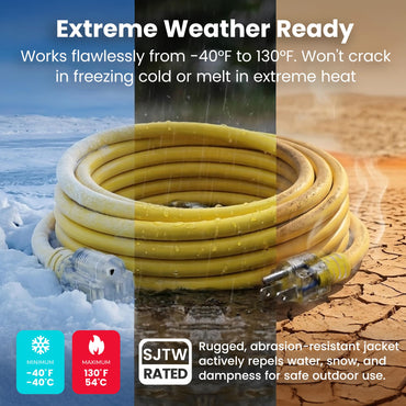 12/3 SJTW Outdoor Extension Cord Yellow, 100 Feet