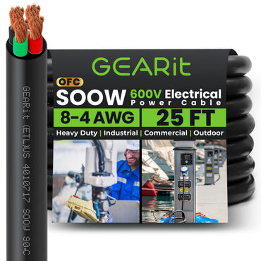 Conductors_4-Conductor | GEARit 8/4 AWG SOOW portable power cable 25 ft, 600V