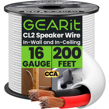 16/2 Audio Speaker Wire 16 Gauge CCA - CL2 Rated for In Wall Installation