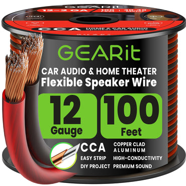 GEARit 12 gauge speaker wire 100 ft translucent black/red