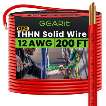Color_Red | GEARit 12 AWG solid THHN wire, red, 200 ft spool