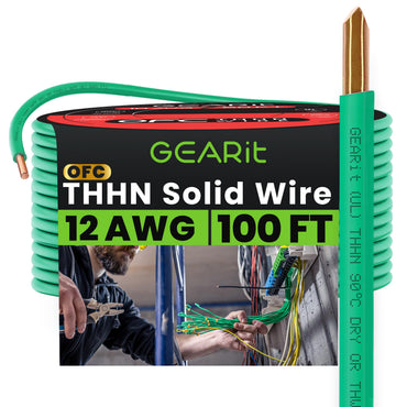 Color_Green | GEARit 12 AWG solid THHN wire, green, 100 ft spool