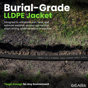 Cat8 flat outdoor cable burial-grade LLDPE jacket