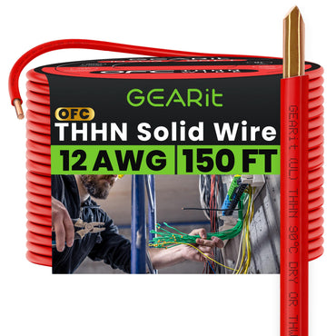 Color_Red | GEARit 12 AWG solid THHN wire, red, 150 ft spool