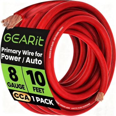GEARit 8 Gauge CCA Wire 10 ft Red