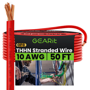 Color_Red | GEARit 10 AWG stranded THHN wire, red, 50 ft spool