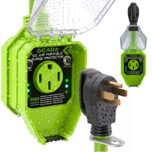 50-Amp RV Surge Protector Plug with 3060 Joules Surge Protection - Weatherproof Cover and OCP Reset