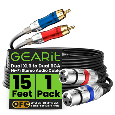 Dual XLR Female to Dual RCA Male Cable