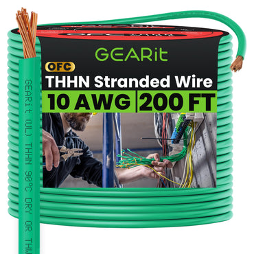 Color_Green | GEARit 10 AWG stranded THHN wire, green, 200 ft spool