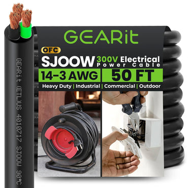 Conductors_3-Conductor | GEARit 14/3 AWG SJOOW portable power cord 50 ft, 300V