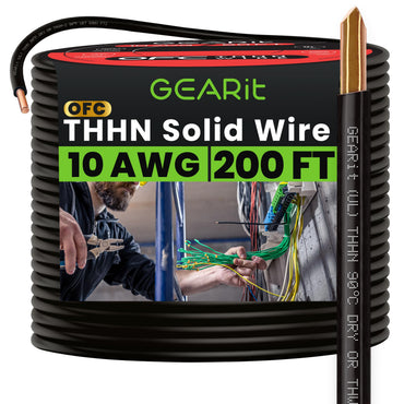 Color_Black | GEARit 10 AWG solid THHN wire, black, 200 ft spool