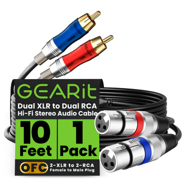Dual XLR Female to Dual RCA Male Cable
