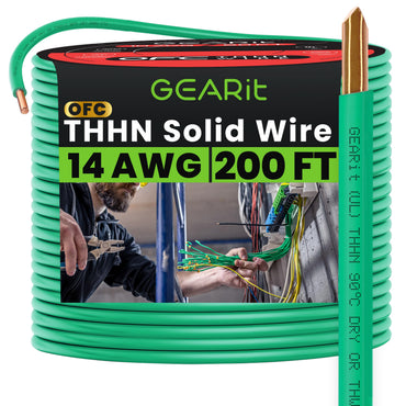 Color_Green | GEARit 14 AWG solid THHN wire, green, 200 ft spool