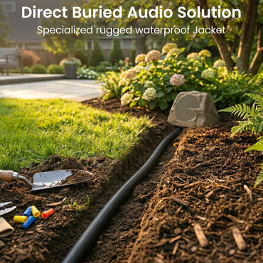 14 AWG Direct Burial Speaker Wire 4-Conductor Bi-Wire Cables - CL3 Rated - Oxygen Free Copper (OFC), Black