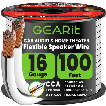 16 Gauge Speaker Wire CCA - Copper Clad Aluminum - Home Theater, Car Speakers & More