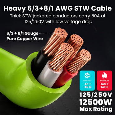50-Amp NEMA 14-50P to SS2-50R Generator Extension Power Cable Cord