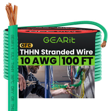 Color_Green | GEARit 10 AWG stranded THHN wire, green, 100 ft spool