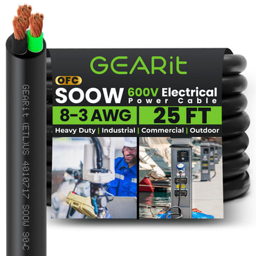 Conductors_3-Conductor | GEARit 8/3 AWG SOOW portable power cable 25 ft, 600V