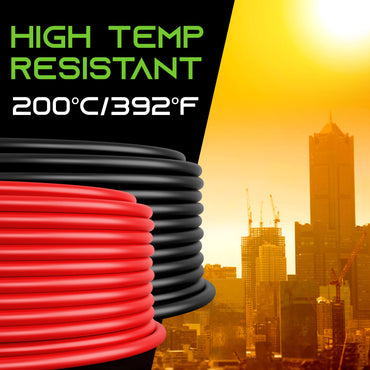 12AWG 600V Tinned OFC Stranded Silicone Wire, 2-Pack (Black & Red)