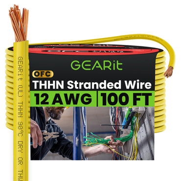 Color_Yellow | GEARit 12 AWG stranded THHN wire, yellow, 100 ft spool